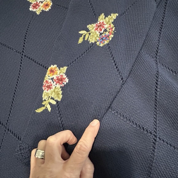 Vtg Marisa Christina II Knit Cardigan Cardigan Womens 2X Floral Rose Buttons - Picture 11 of 14